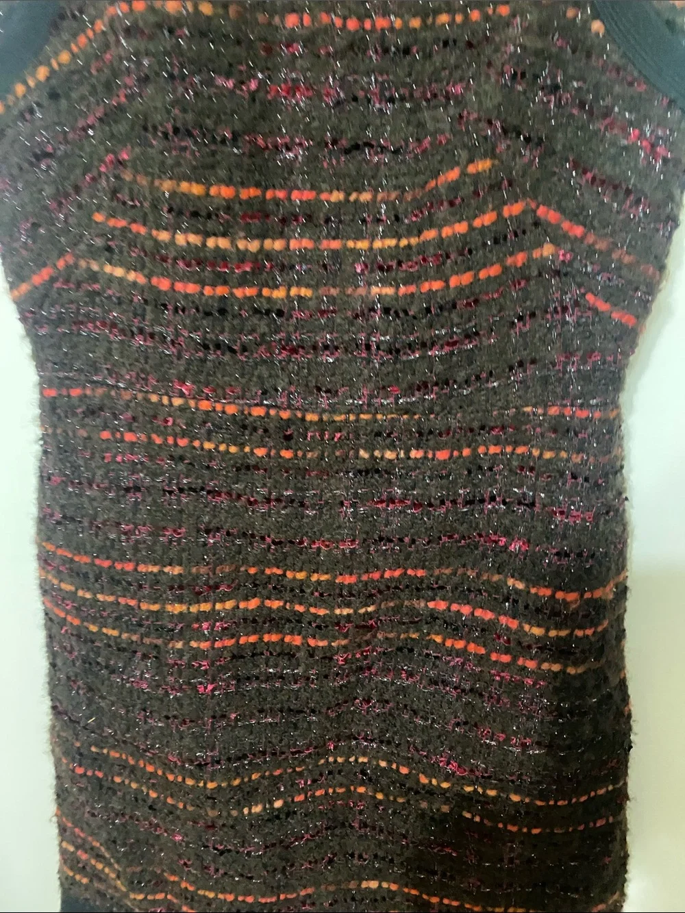 kate spade Black Tweed Mini Dress with Red & Orange Stripe Detail